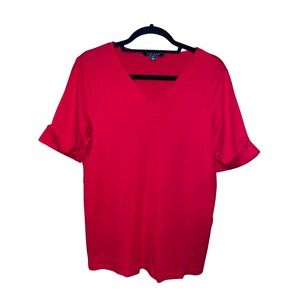 Ralph Lauren V Neck Top - Red - Size 1X